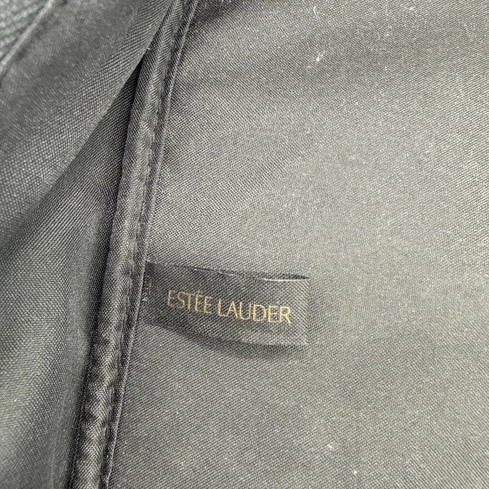 Estee Lauder Black White Trim Makeup Cosmetic Bag Train Case